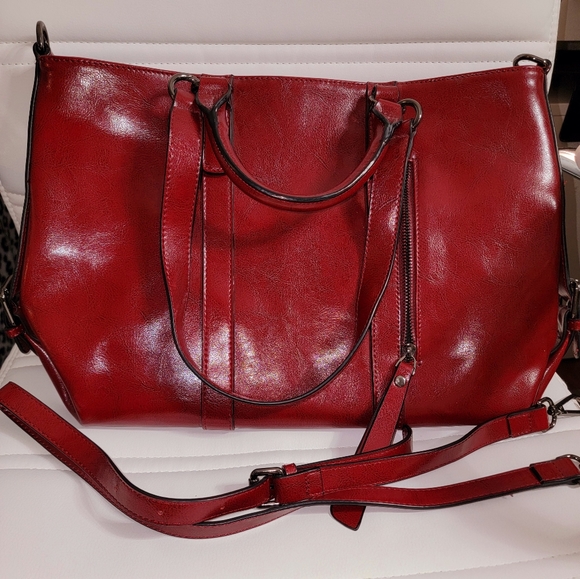 (SOLD) 3-Way Genuine Leather Shoulder Bag Work Tote Handbag - Picture 2 of 12